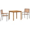 Ensemble de salle à manger de jardin 3 pcs Gris 85 x 85 x 74 cm 