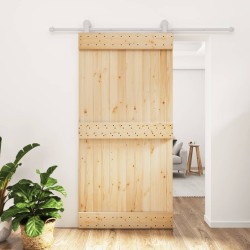 Porte coulissante et kit de quincaillerie 100x210 cm pin massif 