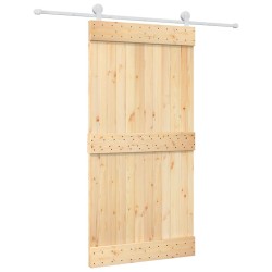 Porte coulissante et kit de quincaillerie 100x210 cm pin massif 
