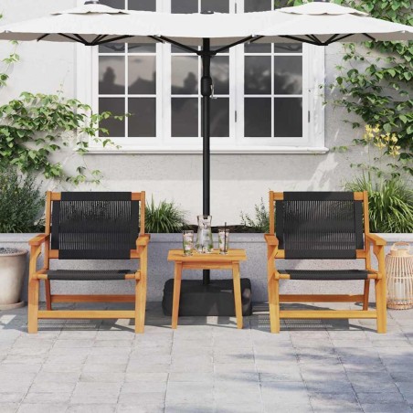 Set de 2 chaises de jardin noires 67x77x73 cm en Bois d'Acacia Massif 