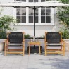 Set de 2 chaises de jardin noires 67x77x73 cm en Bois d'Acacia Massif 