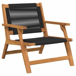 Set de 2 chaises de jardin noires 67x77x73 cm en Bois d'Acacia Massif 
