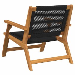 Set de 2 chaises de jardin noires 67x77x73 cm en Bois d'Acacia Massif 