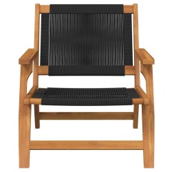 Set de 2 chaises de jardin noires 67x77x73 cm en Bois d'Acacia Massif 