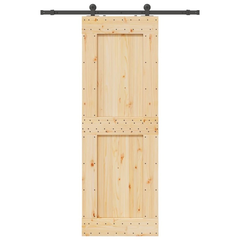 Porte coulissante et kit de quincaillerie 80x210 cm pin massif 