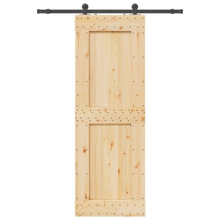 Porte coulissante et kit de quincaillerie 80x210 cm pin massif 