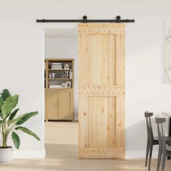 Porte coulissante et kit de quincaillerie 80x210 cm pin massif 