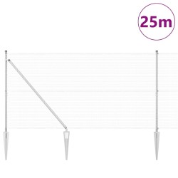 Clôture en fil soudé avec 13 piquets de 1.2x25 m en acier galvanisé 