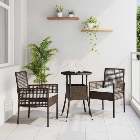 Ensemble de Salle à Manger de Jardin 3 Pièces Marron Poly Rattan 