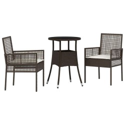 Ensemble de Salle à Manger de Jardin 3 Pièces Marron Poly Rattan 