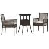 Ensemble de Salle à Manger de Jardin 3 Pièces Marron Poly Rattan 