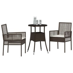Ensemble de Salle à Manger de Jardin 3 Pièces Marron Poly Rattan 