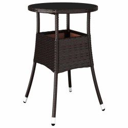 Ensemble de Salle à Manger de Jardin 3 Pièces Marron Poly Rattan 