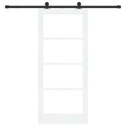 Porte coulissante avec quincaillerie 'ORKDAL'Bois massif blanc et verre 
