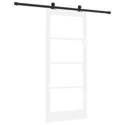Porte coulissante avec quincaillerie 'ORKDAL'Bois massif blanc et verre 