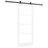 Porte coulissante avec quincaillerie 'ORKDAL'Bois massif blanc et verre 