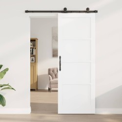 Porte coulissante avec kit de quincaillerie 'ORKDAL'Blanche en bois massif de pin 