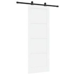 Porte coulissante avec kit de quincaillerie 'ORKDAL'Blanche en bois massif de pin 