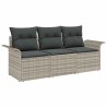 Set 3 Pièces Canapé Jardin Coussins Gris Clair Poly Rattan 