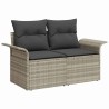 Set 3 Pièces Canapé Jardin Coussins Gris Clair Poly Rattan 