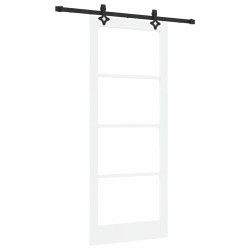 Porte coulissante avec jeu de quincaillerie Blanche 86x211 cm Bois massif de pin 