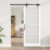 Porte coulissante avec jeu de quincaillerie Blanche 86x211 cm Bois massif de pin 