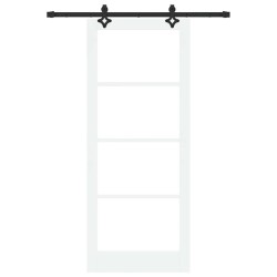 Porte coulissante avec jeu de quincaillerie Blanche 86x211 cm Bois massif de pin 