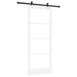 Porte coulissante avec jeu de quincaillerie Blanche 86x211 cm Bois massif de pin 
