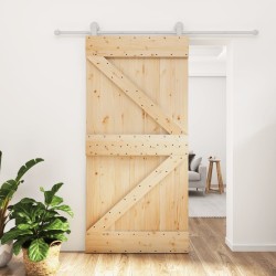 Porte coulissante et kit de quincaillerie 100x210 cm pin massif 