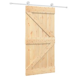 Porte coulissante et kit de quincaillerie 100x210 cm pin massif 