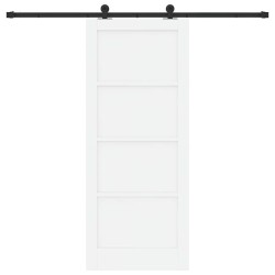 Porte Coulissante Avec Matériel 'ORKDAL'Blanc Bois Massif en Pin 