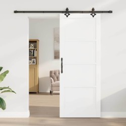 Porte Coulissante avec Quincaillerie Blanche 83x211 cm en Bois de Pin Massif 