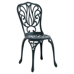 Ensemble de jardin bistro 3 pièces vert en aluminium style fonte 