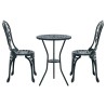 Ensemble de jardin bistro 3 pièces vert en aluminium style fonte 