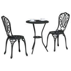 Set de bistrot de jardin 3 pièces Noir en alu moulé 