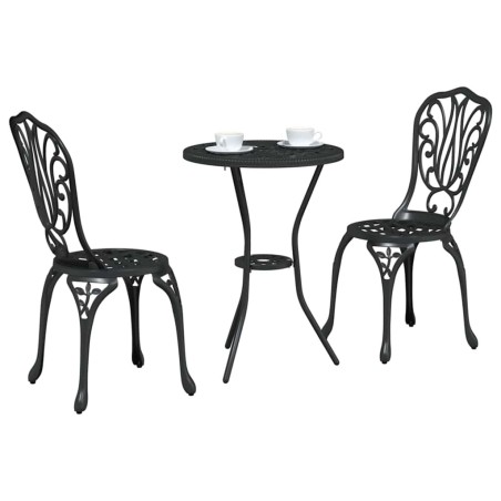 Set de bistrot de jardin 3 pièces Noir en alu moulé 