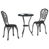 Set de bistrot de jardin 3 pièces Noir en alu moulé 