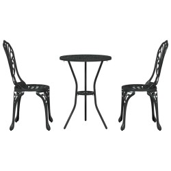 Set de bistrot de jardin 3 pièces Noir en alu moulé 