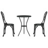 Set de bistrot de jardin 3 pièces Noir en alu moulé 