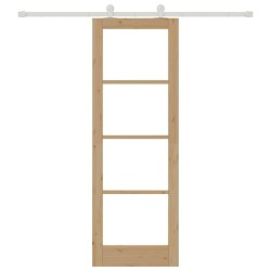 Porte coulissante avec matériel 'ORKDAL'en bois massif et verre 
