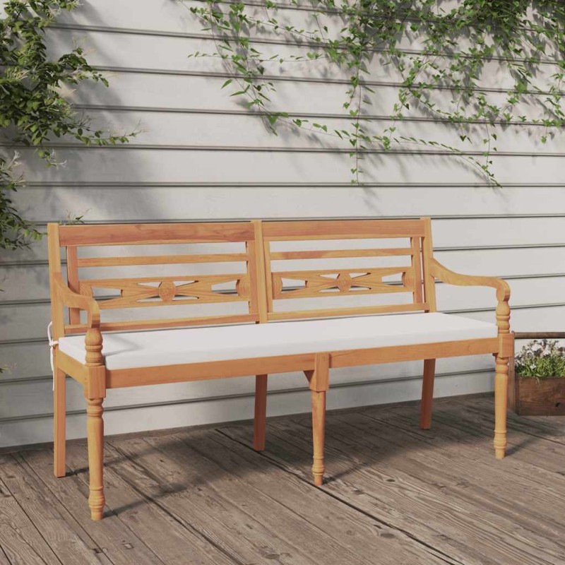 Banc Batavia avec coussin 150 cm Bois de teck massif 