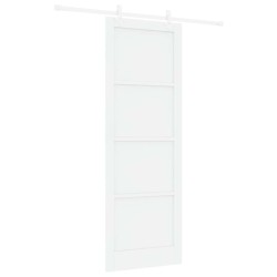 Porte Coulissante avec Set de Quincaillerie Blanche 83x232 cm Bois Massif Pin 