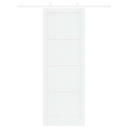 Porte Coulissante avec Set de Quincaillerie Blanche 83x232 cm Bois Massif Pin 