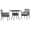 Ensemble Salle à Manger 3 Pièces Marron Rattan Poly 