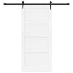 Porte coulissante avec kit blanc 93x202 cm en bois massif de pin 