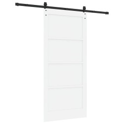 Porte coulissante avec kit blanc 93x202 cm en bois massif de pin 