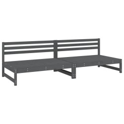 Canapés centraux de jardin 2 pcs gris 120x80 cm bois pin massif 