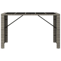 Table de bar et dessus en verre gris 185x80x110 cm poly rotin 