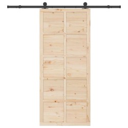 Porte coulissante Marron 100 x 208 cm Bois massif en pin 