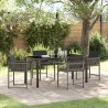 Ensemble de salle à manger de jardin 5 pièces avec des coussins en rattan synthétique gris. 